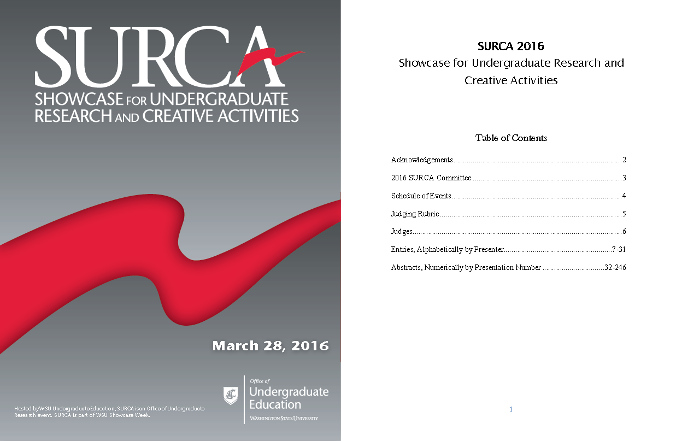 Preview screenshots of the SURCA 2016 abstract book PDF.
